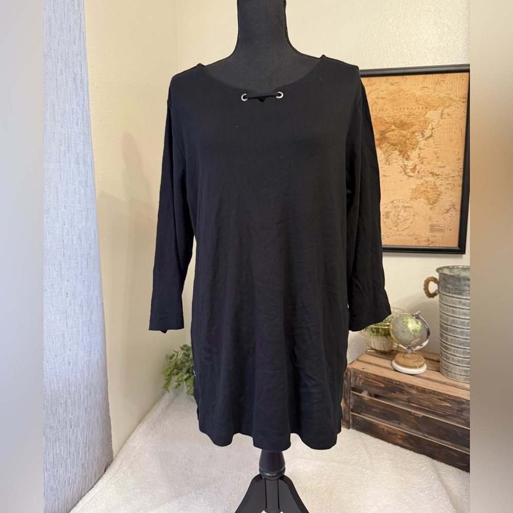 Karen Scott black 3/4 sleeve tee 1X